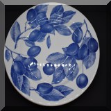 P74. Set of 11 Crate & Barrel blue and white dinner plates. Two chipped. - $36 